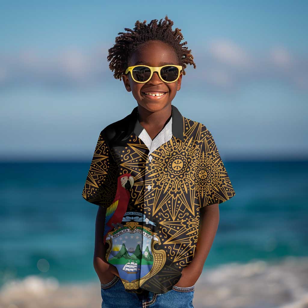Pura Vida Costa Rica Personalized Kid Hawaiian Shirt Oxcart Ornate Inspired Gold Pattern - African Pride