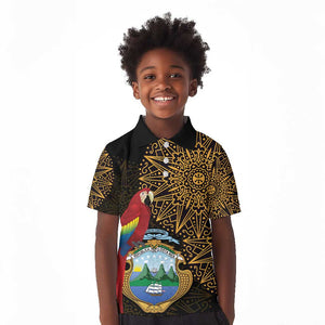 Pura Vida Costa Rica Personalized Kid Polo Shirt Oxcart Ornate Inspired Gold Pattern - African Pride