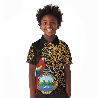 Pura Vida Costa Rica Personalized Kid Polo Shirt Oxcart Ornate Inspired Gold Pattern - African Pride