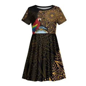 Pura Vida Costa Rica Personalized Kid Short Sleeve Dress Oxcart Ornate Inspired Gold Pattern - African Pride