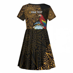 Pura Vida Costa Rica Personalized Kid Short Sleeve Dress Oxcart Ornate Inspired Gold Pattern - African Pride