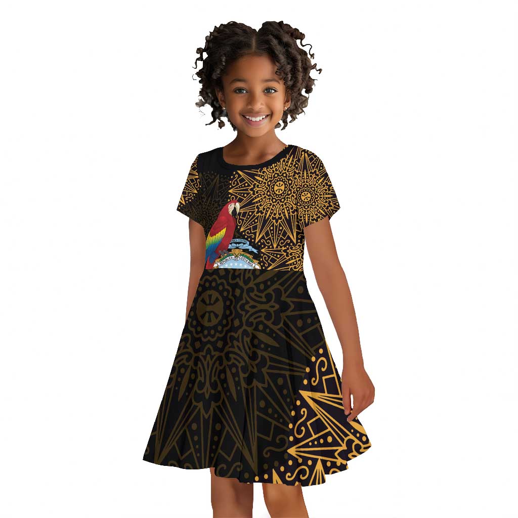 Pura Vida Costa Rica Personalized Kid Short Sleeve Dress Oxcart Ornate Inspired Gold Pattern - African Pride