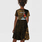 Pura Vida Costa Rica Personalized Kid Short Sleeve Dress Oxcart Ornate Inspired Gold Pattern - African Pride