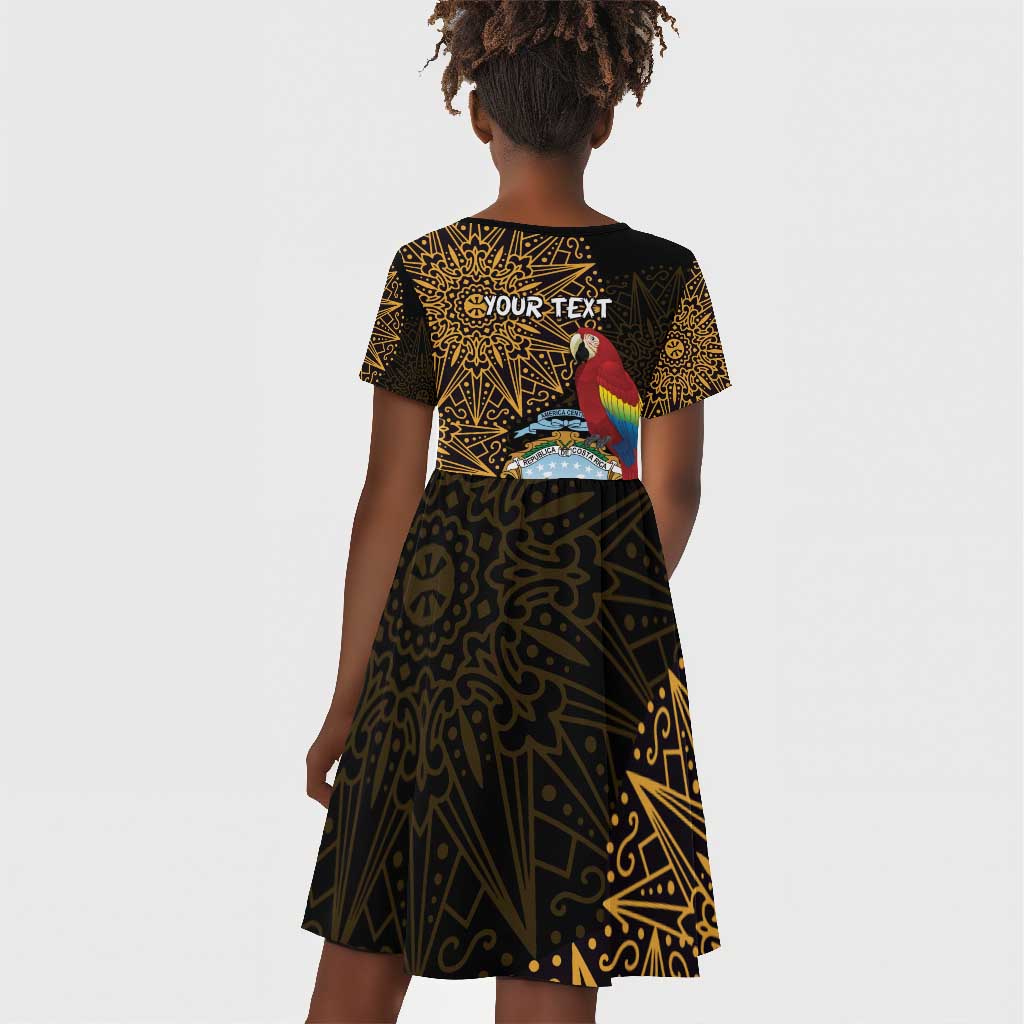 Pura Vida Costa Rica Personalized Kid Short Sleeve Dress Oxcart Ornate Inspired Gold Pattern - African Pride