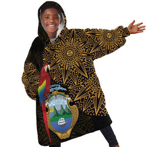 Pura Vida Costa Rica Personalized Kid Wearable Blanket Hoodie Oxcart Ornate Inspired Gold Pattern - African Pride