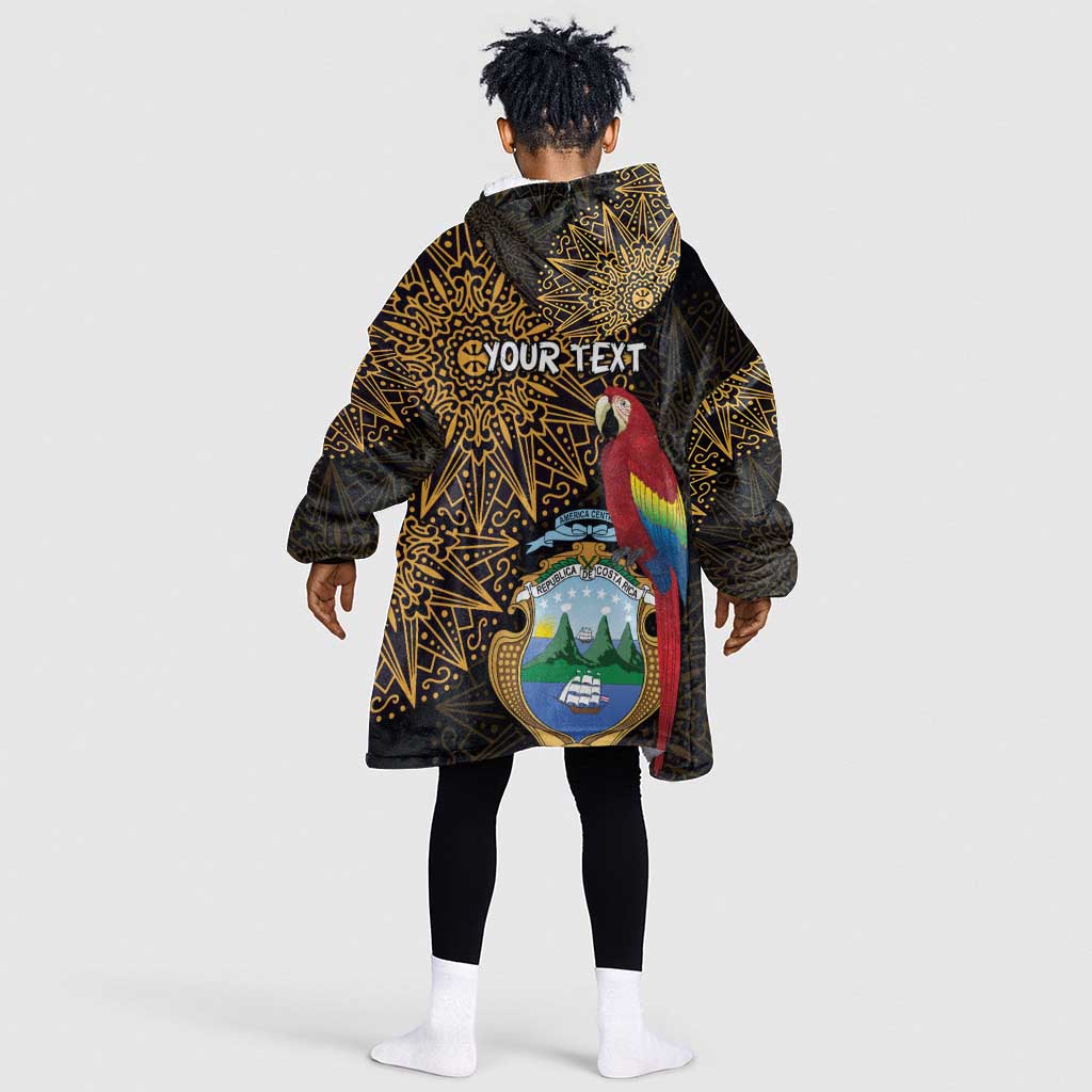 Pura Vida Costa Rica Personalized Kid Wearable Blanket Hoodie Oxcart Ornate Inspired Gold Pattern - African Pride