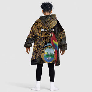 Pura Vida Costa Rica Personalized Kid Wearable Blanket Hoodie Oxcart Ornate Inspired Gold Pattern - African Pride