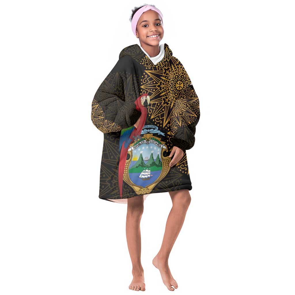 Pura Vida Costa Rica Personalized Kid Wearable Blanket Hoodie Oxcart Ornate Inspired Gold Pattern - African Pride