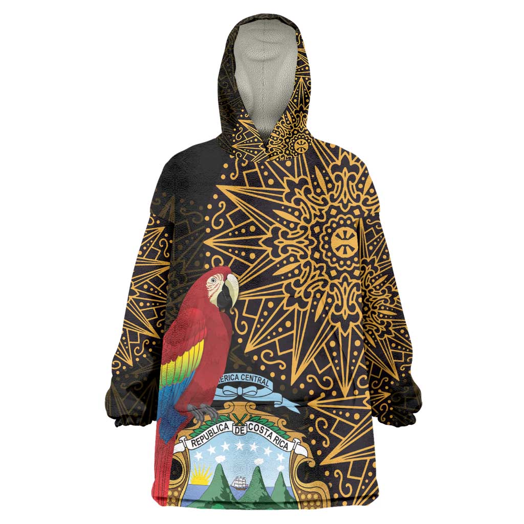 Pura Vida Costa Rica Personalized Kid Wearable Blanket Hoodie Oxcart Ornate Inspired Gold Pattern - African Pride