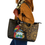 Pura Vida Costa Rica Personalized Leather Tote Bag Oxcart Ornate Inspired Gold Pattern - African Pride