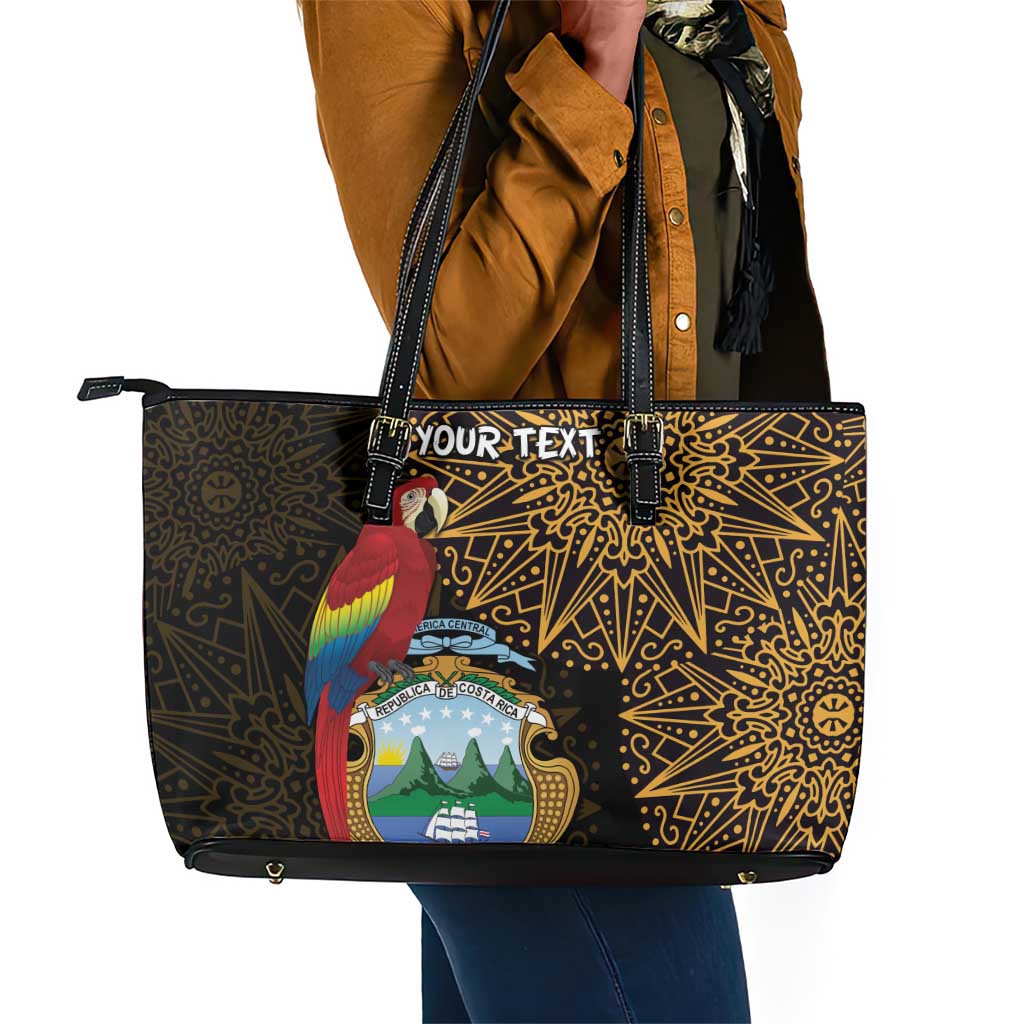 Pura Vida Costa Rica Personalized Leather Tote Bag Oxcart Ornate Inspired Gold Pattern - African Pride