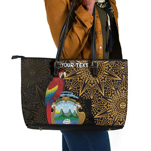 Pura Vida Costa Rica Personalized Leather Tote Bag Oxcart Ornate Inspired Gold Pattern - African Pride