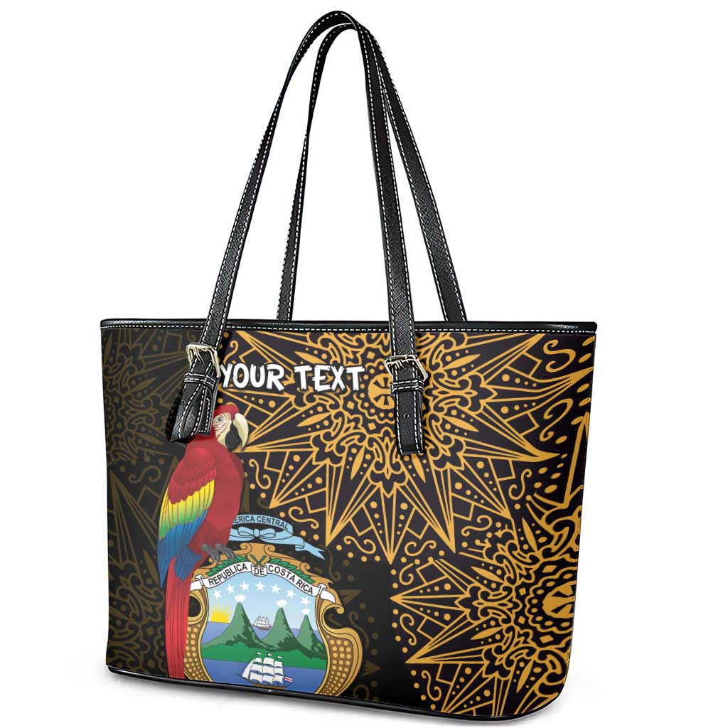 Pura Vida Costa Rica Personalized Leather Tote Bag Oxcart Ornate Inspired Gold Pattern - African Pride
