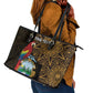 Pura Vida Costa Rica Personalized Leather Tote Bag Oxcart Ornate Inspired Gold Pattern - African Pride