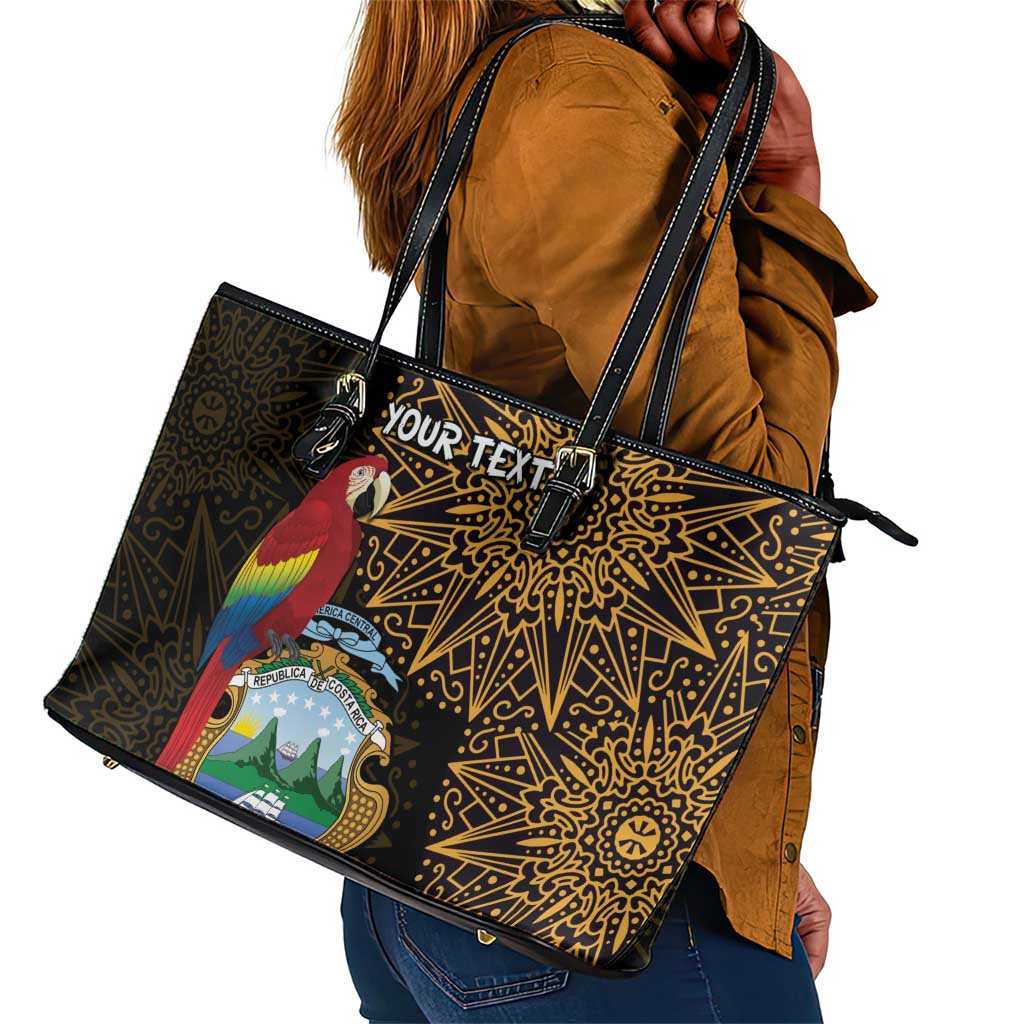 Pura Vida Costa Rica Personalized Leather Tote Bag Oxcart Ornate Inspired Gold Pattern - African Pride