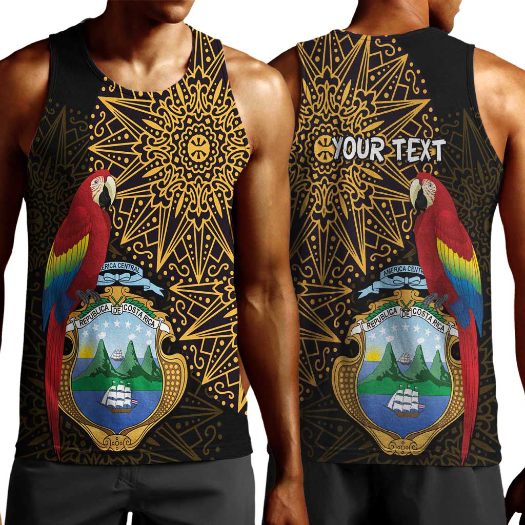 Pura Vida Costa Rica Personalized Men Tank Top Oxcart Ornate Inspired Gold Pattern - African Pride