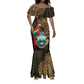Pura Vida Costa Rica Personalized Mermaid Dress Oxcart Ornate Inspired Gold Pattern - African Pride