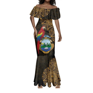 Pura Vida Costa Rica Personalized Mermaid Dress Oxcart Ornate Inspired Gold Pattern - African Pride