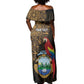 Pura Vida Costa Rica Personalized Off Shoulder Maxi Dress Oxcart Ornate Inspired Gold Pattern - African Pride