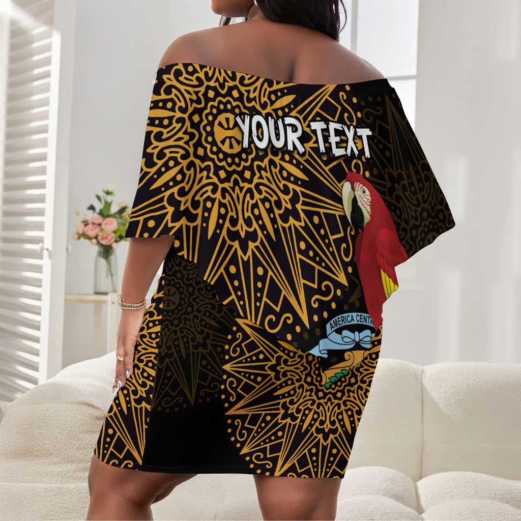 Pura Vida Costa Rica Personalized Off Shoulder Short Dress Oxcart Ornate Inspired Gold Pattern - African Pride