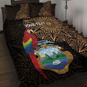 Pura Vida Costa Rica Personalized Quilt Bed Set Oxcart Ornate Inspired Gold Pattern - African Pride