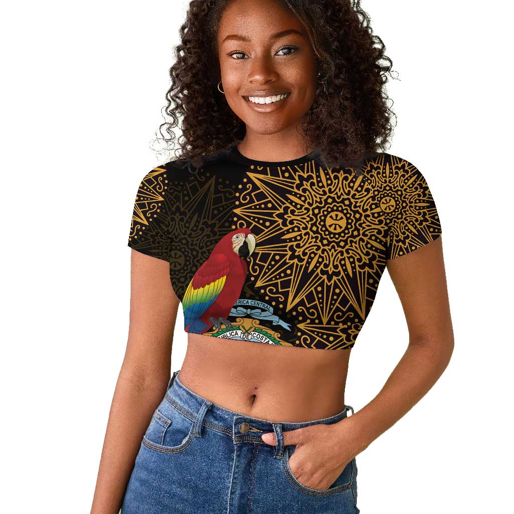 Pura Vida Costa Rica Personalized Raglan Cropped T shirt Oxcart Ornate Inspired Gold Pattern - African Pride
