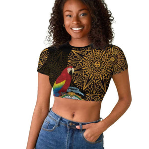 Pura Vida Costa Rica Personalized Raglan Cropped T shirt Oxcart Ornate Inspired Gold Pattern - African Pride