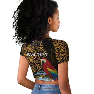 Pura Vida Costa Rica Personalized Raglan Cropped T shirt Oxcart Ornate Inspired Gold Pattern - African Pride