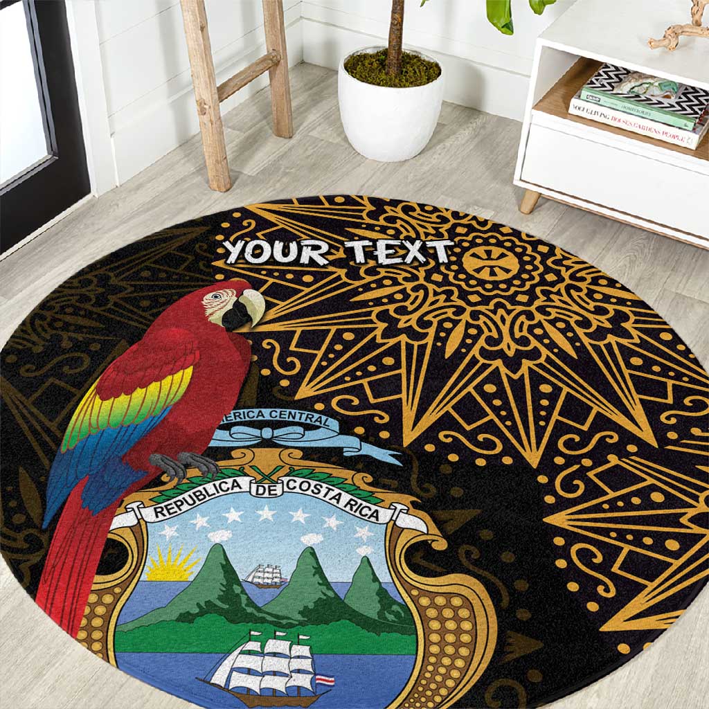 Pura Vida Costa Rica Personalized Round Carpet Oxcart Ornate Inspired Gold Pattern - African Pride