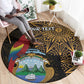 Pura Vida Costa Rica Personalized Round Carpet Oxcart Ornate Inspired Gold Pattern - African Pride