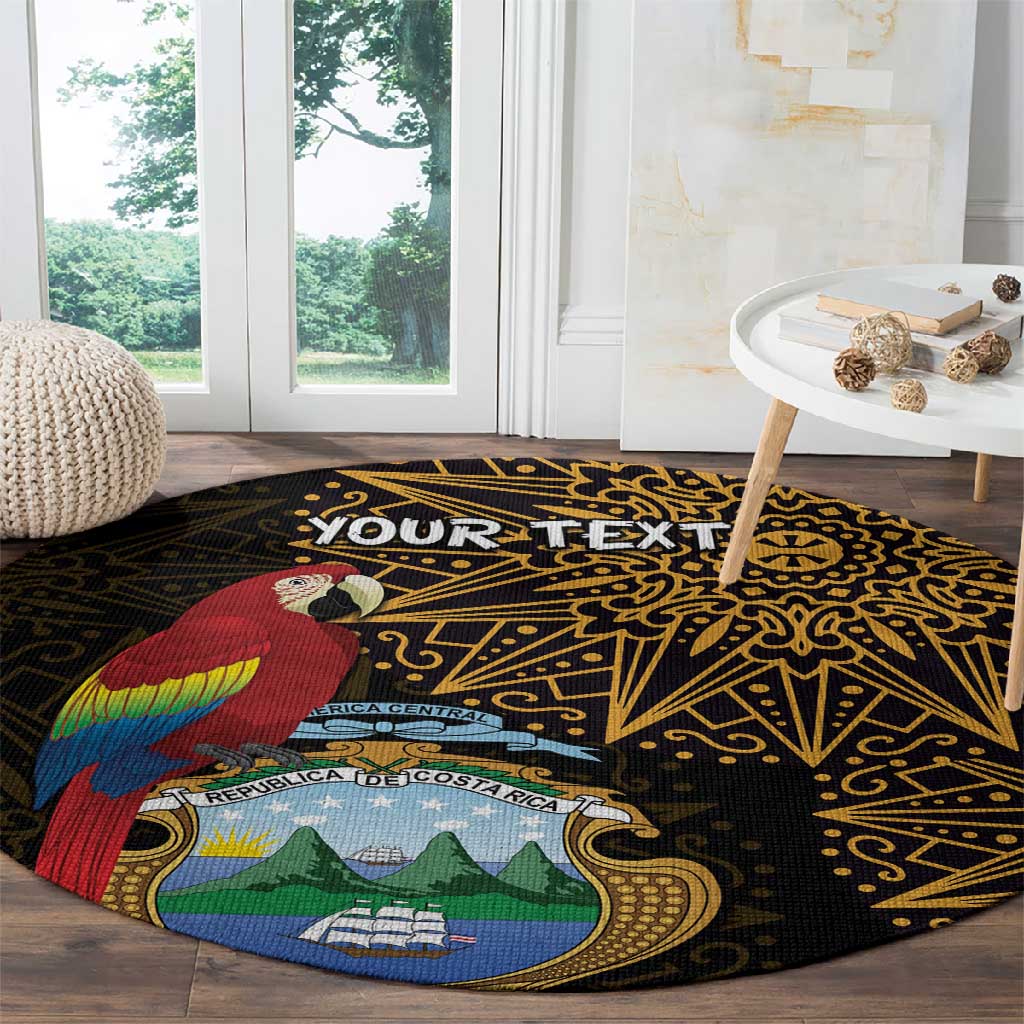 Pura Vida Costa Rica Personalized Round Carpet Oxcart Ornate Inspired Gold Pattern - African Pride