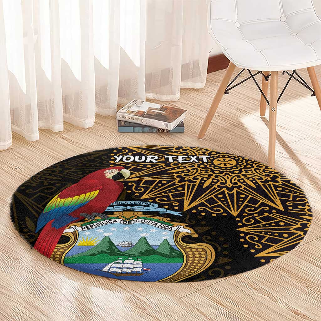 Pura Vida Costa Rica Personalized Round Carpet Oxcart Ornate Inspired Gold Pattern - African Pride