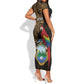 Pura Vida Costa Rica Personalized Short Sleeve Bodycon Dress Oxcart Ornate Inspired Gold Pattern - African Pride