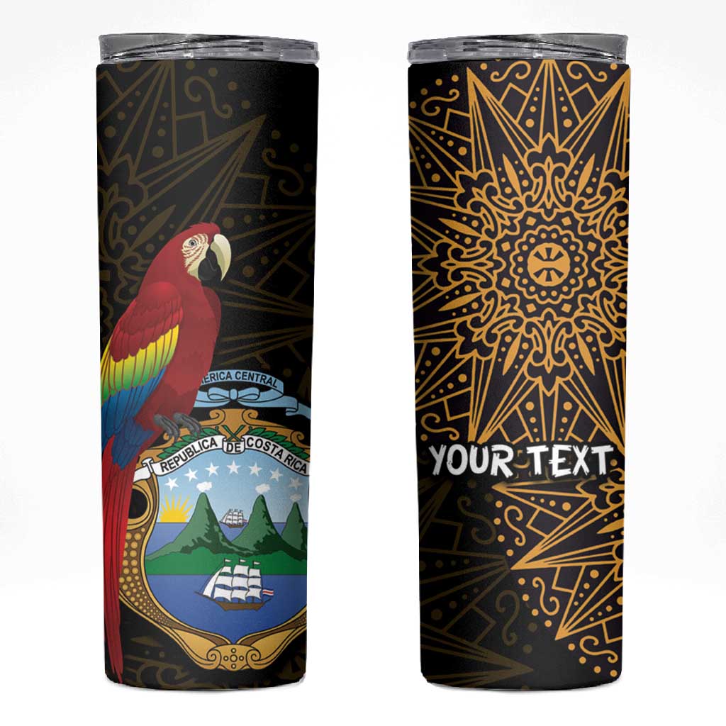Pura Vida Costa Rica Personalized Skinny Tumbler Oxcart Ornate Inspired Gold Pattern - African Pride