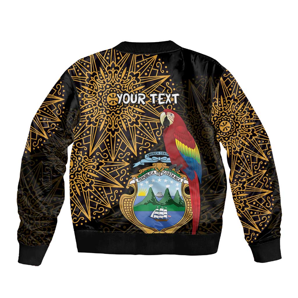 Pura Vida Costa Rica Personalized Sleeve Zip Bomber Jacket Oxcart Ornate Inspired Gold Pattern - African Pride