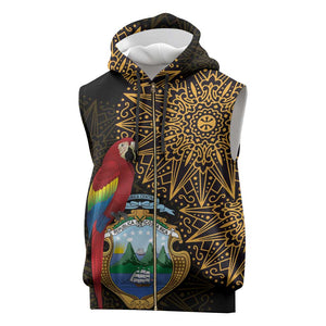 Pura Vida Costa Rica Personalized Sleeveless Zip Hoodie Oxcart Ornate Inspired Gold Pattern - African Pride