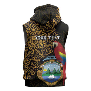 Pura Vida Costa Rica Personalized Sleeveless Zip Hoodie Oxcart Ornate Inspired Gold Pattern - African Pride