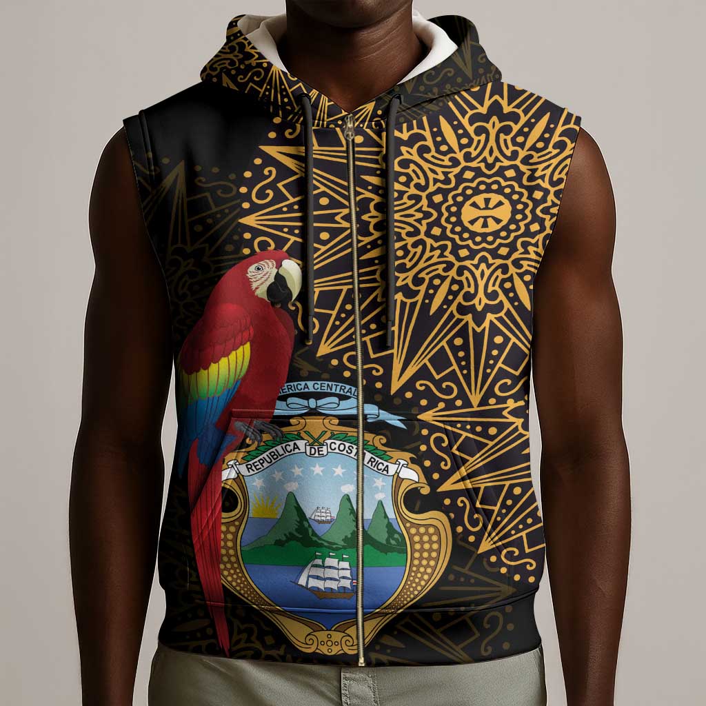 Pura Vida Costa Rica Personalized Sleeveless Zip Hoodie Oxcart Ornate Inspired Gold Pattern - African Pride