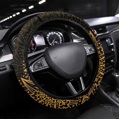 Pura Vida Costa Rica Steering Wheel Cover Oxcart Ornate Inspired Gold Pattern - African Pride