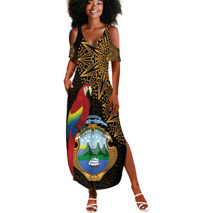 Pura Vida Costa Rica Personalized Summer Maxi Dress Oxcart Ornate Inspired Gold Pattern - African Pride