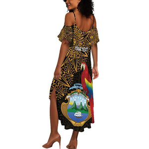 Pura Vida Costa Rica Personalized Summer Maxi Dress Oxcart Ornate Inspired Gold Pattern - African Pride