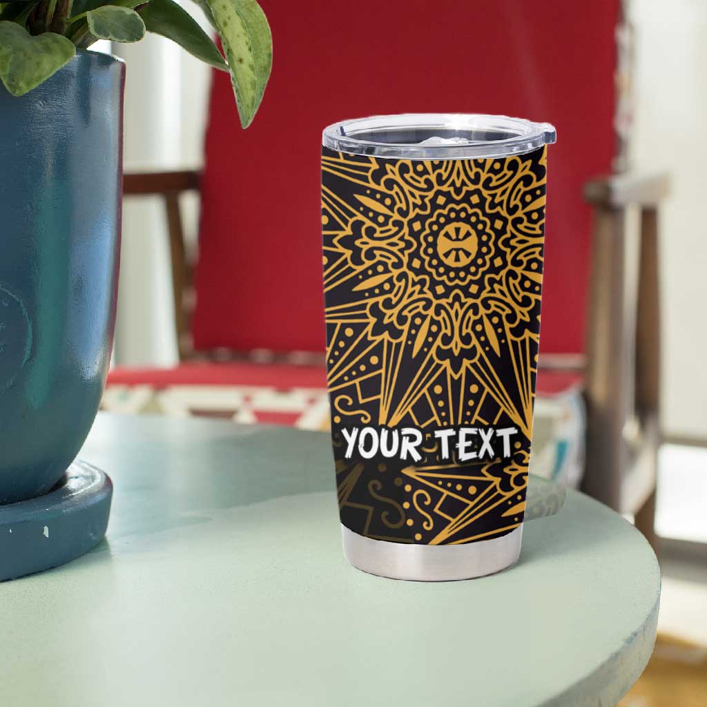 Pura Vida Costa Rica Personalized Tumbler Cup Oxcart Ornate Inspired Gold Pattern - African Pride