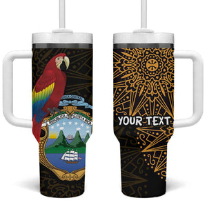 Pura Vida Costa Rica Personalized Tumbler With Handle Oxcart Ornate Inspired Gold Pattern - African Pride