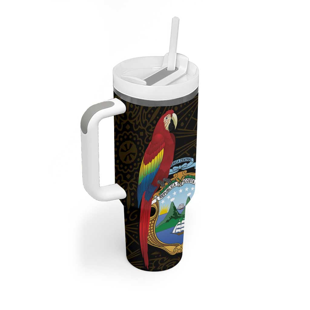 Pura Vida Costa Rica Personalized Tumbler With Handle Oxcart Ornate Inspired Gold Pattern - African Pride