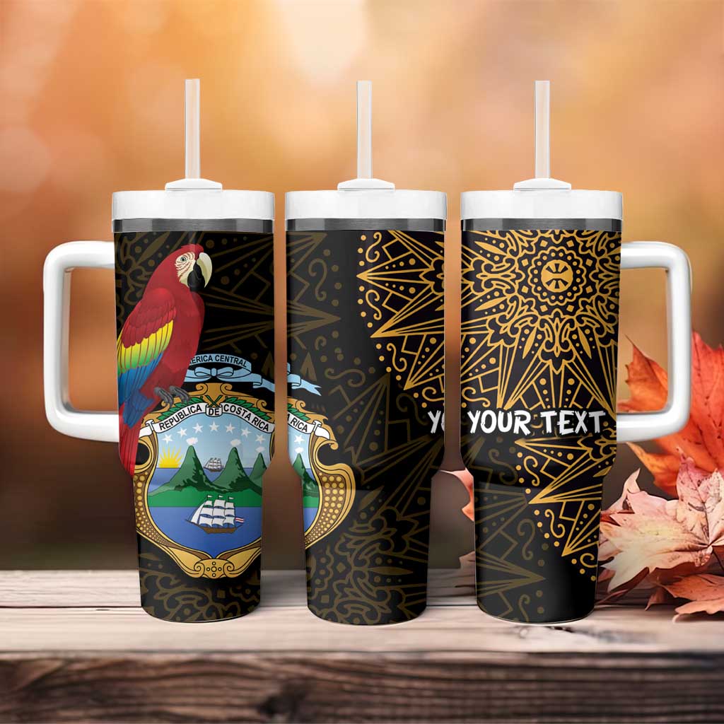 Pura Vida Costa Rica Personalized Tumbler With Handle Oxcart Ornate Inspired Gold Pattern - African Pride