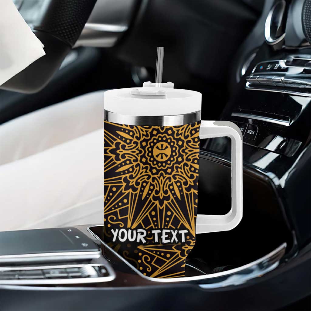 Pura Vida Costa Rica Personalized Tumbler With Handle Oxcart Ornate Inspired Gold Pattern - African Pride