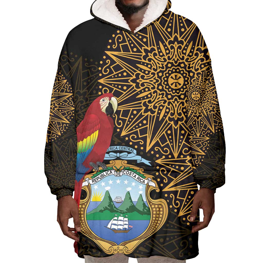 Pura Vida Costa Rica Personalized Wearable Blanket Hoodie Oxcart Ornate Inspired Gold Pattern - African Pride