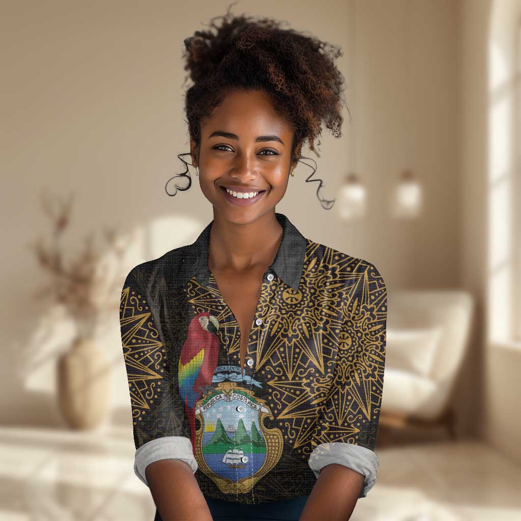 Pura Vida Costa Rica Personalized Women Casual Shirt Oxcart Ornate Inspired Gold Pattern - African Pride