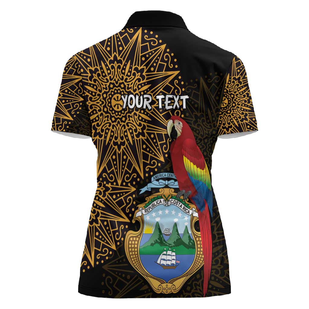 Pura Vida Costa Rica Personalized Women Polo Shirt Oxcart Ornate Inspired Gold Pattern - African Pride