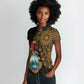 Pura Vida Costa Rica Personalized Women Polo Shirt Oxcart Ornate Inspired Gold Pattern - African Pride